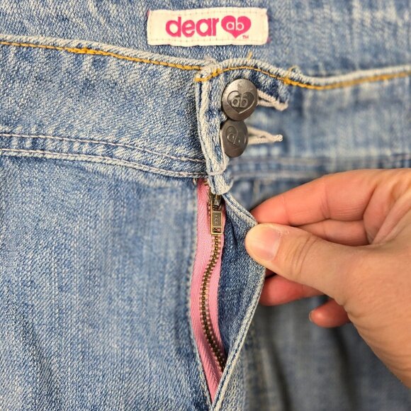 Dear AB Jeans Womens Size 18S Flap Pockets Light Wash Flare Bootcut Boho Chic - Picture 10 of 14